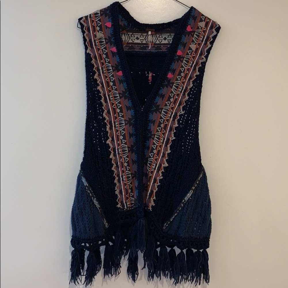 Free People Cotton Crochet Sweater Vest